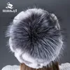 Beanies Beanie/Skull Caps 2023 Rex Fur Hat With Siliver Around Women's Winter Real Natural Hats Håll WARM1