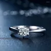 Anneaux de cluster 3,5 mm 0,15 Réaux anneau de fiançailles en diamant naturel pour femmes 14 carats en or blanc 6-partis