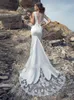 Robe De Mariée Autres Robes Charme Plage Sirène 2023 Dentelle Balayage Train Applique Col En V Sans Manches Robe De Mariée Mariée Robe De Novia Elega