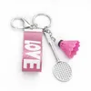 Keychains Badminton Souvenir Love Letter Key Chain Keyring Gifts For Sports Lover Cute Ball Bag Charms Ring 6 Color
