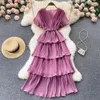 French Minority Casual Dresses Design Sense Elegant Graceful V Neck Cake Dress