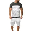 Survêtements pour hommes Hommes Contraste Couleur Vêtements Ensemble à manches courtes T-shirt à col rond Short à la taille