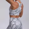 Aktiva uppsättningar 2023 Snake Print sömlös Yoga Set Women Gym Workout Sportkläder Backless Fitness Legings Sport Sit Tight Running Wear