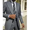 Costumes pour hommes gris foncé décontracté hommes coupe ajustée 2 pièces Occasion formelle manteau à revers en pointe veste pantalon smokings de mariage marié Blazer Hombre