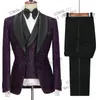 Men's Suits & Blazers Designs 2023 Custom Made Men Terno Slim Fit Shawl Lapel Silver Prom Tuxedos For Wedding Groomsman Blazer Vest Pants