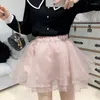 Skirts Sweet Tutu Skirt Summer Girls A-line High Waist Fluffy Mesh Pure Color Kawaii Lolita Mini Skater Y2k Gothic Black