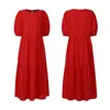 Casual Kleider 2023 Sommer Puff Sleeve Kleid Mode frauen Rüschen Sommerkleid Solide Maxi Vestidos Weibliche Hohl Robe ÜbergroßenCasual