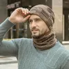Bérets Hommes Chapeau Écharpe Épaissie Anti Pilling Coldproof Élégant Coupe-Vent À Tricoter