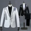Herrdräkter blazers blazer män formell klänning senaste kappa byxa design äktenskap kostym po studio färgglada diamant bröllop för vitt