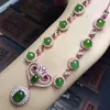 Catene collana jasper verde naturale ciondolo gembo di gemma s925 acqua di lusso di lusso gocce donne feste