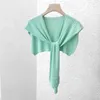 Kvinnors tröjor Kvinna Ice Silk Sticked Ytterkläder Solskyddsmedel Shawl Women's Short Summer Knoted Shoulder Cape