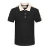メンズポロシャツ黒と白の赤色光豪華な短袖ステッチ100％コットンクラシックレタービジネスカジュアルラペルファッションスリム3xl＃98