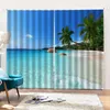 Cortina personalizada azul cortinas lujo Blackout 3D ventana para sala de estar dormitorio naturaleza paisaje Beacu