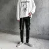 Herren Jeans Streetwear Designer Marke Schwarze Jeans Herren Scratched Ripped Patch Beggar Hosen Elastische Dünne Hosen
