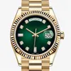 Original box certificate 18k Gold President Male Watches Day Date Green dial Watch Men Stainless Diamond Bezel Automatic WristWatch 2023