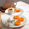 Plates 2023 Exquisite Household Dishes Western High Class Ceramic Afternoon Tea Snack Fruit Plate Double Layer Tableware