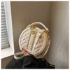 Spring 2023 new small bag women's fashion rhombus embroidery chain messenger bag texture portable small round bag