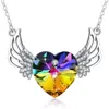 Ketten silberne Engel Flügel Herz Halskette Kristalle für Frauen Mädchen Wächter Anhänger zierlicher Schmuck