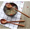 Ensembles de vaisselle cuillère en bois 8 pièces cuillères à soupe en bois pour manger mélanger remuer cuisine longue poignée ustensiles de cuisine de Style japonais