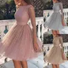 Women Shiny Long Sleeve Dress High Waist Evening Party Cocktail Fashion