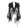 Damenjacken Devil Fashion Damen Gothic Langarmjacke Sexy Flare-Ärmel V-Ausschnitt Slim Fit Transparentes Bühnenkostüm