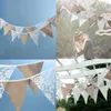 Décoration de fête 3.2m Triangle Bunting Bannières Drapeau Suspendu Européen Pliable Réutilisable Multi-fonction Imitation Lin Pour Anniversaire