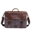 Briefcases Outdoor Vintage Men Messenger Bags Male Shoulder Bag Canvas With Leather High Capacity Crossbody Briefcase Business