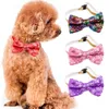 Hundkläder Pet Cat Collar Accessories Sequined Bow Tie Holiday Party Decorations