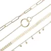 Bracelets à maillons simples et à la mode, motif de cercle, chaîne en pointe de flèche, ensemble de quatre pièces fines avec pendentif boule pour dames