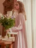 Женская одежда для сна, спановое платье хлопковые женщины с длинным рукавом ночной для женских розовых белых ночной рубаш