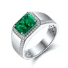 Klaster Rings Ręcznie robione laboratorium Męskie stworzyło Emerald Ring 6ct Diamonds Prezent dla niego