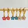 Boucles d'oreilles cerceau fleur colorée résine acrylique breloques boucle d'oreille pour femmes or cercle boucle d'oreille mignon cadeau bijoux