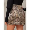 Jupes Mode Femmes Zipper Front Snakeskin Mini Jupe Vintage Moulante Taille Haute Crayon