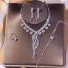 Necklace Earrings Set 4pcs Per 2023 Luxury Round Bridal For Women Anniversary Gift Jewelry Wholesale J7132