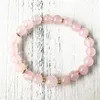 Braccialetti con ciondoli STILE 2023 Bellissimo braccialetto di elasticità al quarzo rosa Regalo di moda per gioielli da polso per ragazza o donna Perla rosa Yoga