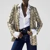Женские костюмы Blazers Snakeskin Print Print Casual куртка костюм Blazer Женщина с надписью с воротником кардиган одноножка леопардовые топы