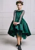 Girl Dresses Cute Emerald Green Girls Pageant Gowns Sheer Short Sleeves Princess Ball Gown Kid Formal Flower For Wedding