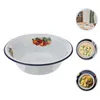 Bowls Bowl Enamel Basin Soup Mixing Salad Enamelware Vintage Fruit Kitchen Metal Cereal Chinese Pan Noodle Wash Cooking Tray