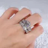 Klusterringar 18K AU750 Vittguldkvinnor Ring Moissanite Diamonds 1 2 3 4 5 Rund Lyxig bröllopsfest engagemangsjubileum