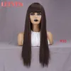 Synthetic Wigs Leeven Hair 26Inch Wine Red Long Straight Wig With Bangs Cosplay For Women Heat Resistant Fiber Kend22