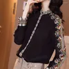 Women's Blouses Floral Printed Spliced Elegant Shirt Women's Clothing Spring Autumn Long Sleeve Vintage Commute Slim Polo-Neck Button