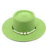 Wide Brim Hats Summer Sun Women Fashion Girl Straw Hat Ribbon Bow Beach Casual Flat Top Panama Bone FemininoWide Davi22