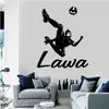 Adesivos de parede personalizáveis ​​nome personalizado jogador de futebol applique menino garoto adolescente decoração de casa decoração de parede de parede mural dz37wall adesivoswall
