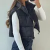 Women's Vests Woman White Black Cropped Vest Coat Autumn Waistcoat 2023 Casual High Neck Cotton-Padded Warm Fashion Basic Classic Sporty