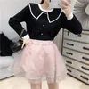 Skirts Sweet Tutu Skirt Summer Girls A-line High Waist Fluffy Mesh Pure Color Kawaii Lolita Mini Skater Y2k Gothic Black