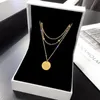 Цепочки из нержавеющей стали винтажные удачи Charms Chain Choker Cround подвесное ожерелье для женщин мода