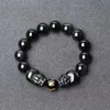 Strand Gros Bracelets D'obsidienne Naturelle Noire Perles Rondes Avec Double PiXiu Chanceux Pour Femmes Hommes Bracelet D'énergie Bijoux Brins De Perles