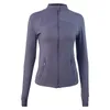 LL Yoga Outfit Vêtements Définir Blazer Femme Couleur Unie Cardigan Hoodless Manteau Femme Serré Casual Fitness