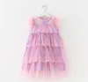 Summer -Girls Stars Ceikine Tiul Sukienki dla dzieci Kolorowa kolorowa gaza wielopoziomowa sukienka tutu ciasto dzieci Ubrania urodzinowe A955879018