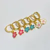 Boucles d'oreilles cerceau fleur colorée résine acrylique breloques boucle d'oreille pour femmes or cercle boucle d'oreille mignon cadeau bijoux